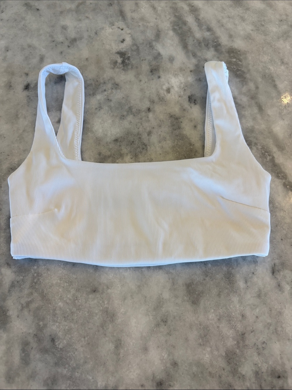 Enza Costa White Ribbed Square-Neck Bikini Top